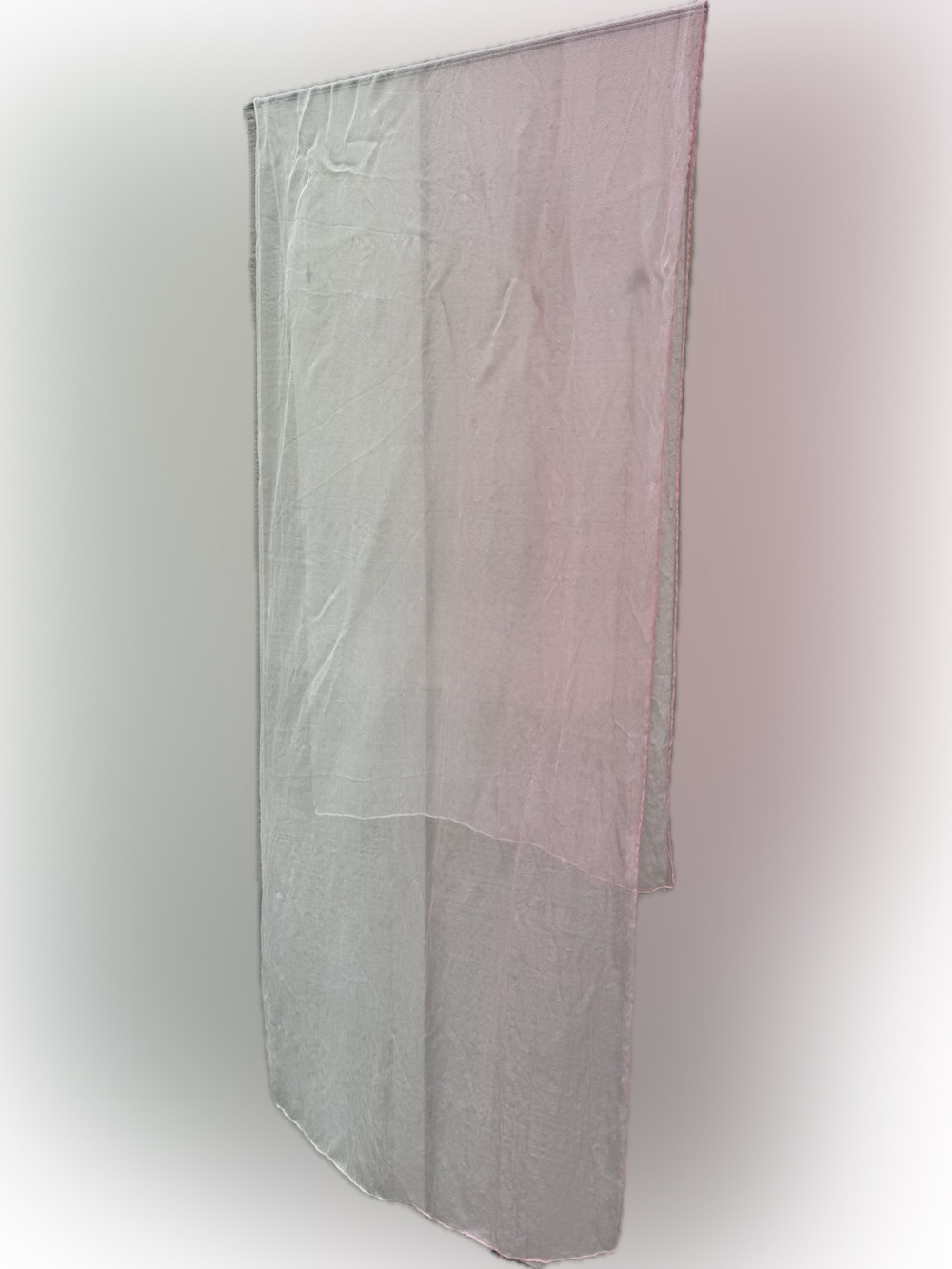 100% SILK SCARF ITALY PINK WHITE OMBRÉ ≈70”x19” SHEER VINTAGE Y2K ITALIAN WRAP - Picture 7 of 16